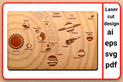 Laser cut Solar system puzzle SVG template digital download Product Image 1
