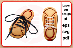 Laser cut Shoe for learn tie lacing Glowforge SVG DIY crafts Product Image 1