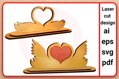 Laser cut template Swan heart SVG Wedding decor gift ideas Product Image 1
