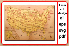 Laser cut America USA map SVG files vector template download Product Image 1