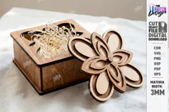 Decorative Gift Box Laser Cut | Floral Lid Jewelry Box SVG Product Image 1