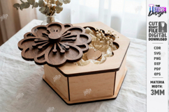 Decorative Gift Box Laser Cut | Floral Lid Jewelry Box SVG Product Image 1