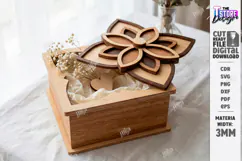 Decorative Gift Box Laser Cut | Floral Lid Jewelry Box SVG Product Image 1