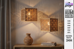 Wooden Pendant Light Shade Laser Cut Bundle | Home Decor SVG Product Image 23
