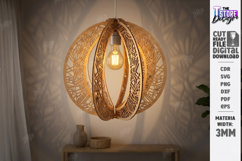 Wooden Pendant Light Shade Laser Cut Bundle | Home Decor SVG Product Image 24