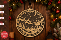 Santa Sleigh Ornament SVG Product Image 1