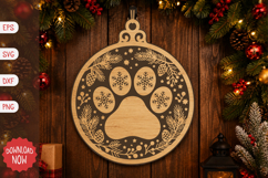 Dog Paw Christmas Ornament SVG Product Image 1