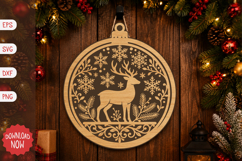 Reindeer Christmas Ornament SVG Product Image 1