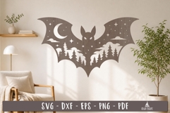 Bat Night Scene Papercut SVG Laser Cut