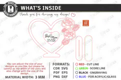 Mother's Day Hanging Heart Laser Cut | Floral Heart SVG |CNC Product Image 3