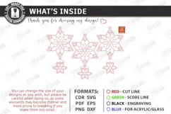 Wooden Christmas Ornament Laser Cut | Hanging Snowflake SVG Product Image 3