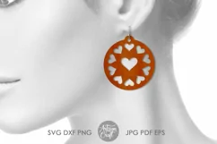 heart earrings SVG cut file in round shape  for laser cutting as digital download 