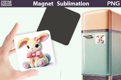 Crochet Easter Bunny Magnet | Spring Sublimation Product Image 1
