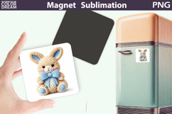 Crochet Bunny Magnet Sublimation | Easter Rabbit PNG Product Image 1