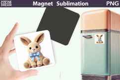 Crochet Bunny Magnet Sublimation | Easter PNG Product Image 1