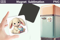 Fluffy Bunny Magnet Sublimation | Easter PNG Product Image 1