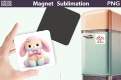 Rainbow Easter Bunny Magnet Sublimation | Spring PNG Product Image 1