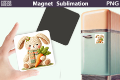Easter Bunny With Carrot Magnet Sublimation | Spring PNG Product Image 1