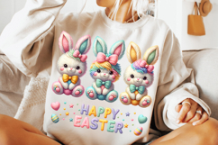 Faux Yarn Happy Easter Png, Crochet png, Latch Hook Easter Bunny Png, Coquette Bow Bunny Png, Preppy Easter Png, Faux Embroidery Easter Png
