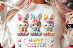 Faux Yarn Happy Easter Png, Crochet png, Latch Hook Easter Bunny Png, Coquette Bow Bunny Png, Preppy Easter Png, Faux Embroidery Easter Png