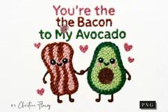 Bacon To My Avocado Funny Valentine PNG Faux Latch Hook Yarn Product Image 1