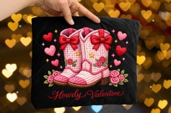 Latch Hook Yarn Howdy Valentine Day PNG, Crochet Western Product Image 3