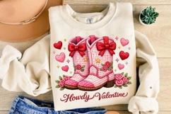 Latch Hook Yarn Howdy Valentine Day PNG, Crochet Western Product Image 6