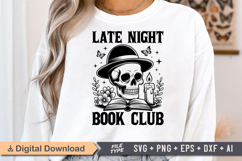 Late Night Book Club SVG, Book Lover SVG, Reading SVG Product Image 1