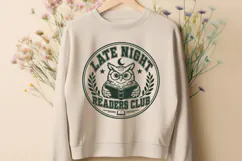 Late Night Readers Club SVG, Bookish Owl PNG, Night Owl Book Product Image 2