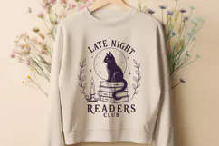 Late Night Readers Club SVG, Bookish Cat PNG, Dark Academia Product Image 2