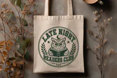 Late Night Readers Club SVG, Bookish Owl PNG, Night Owl Book Product Image 3