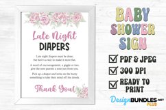 Late Night Diapers-Peonies, Floral Baby Shower Sign Product Image 1