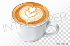 Beautiful heart shape foam art Latte PNG coffee drink art Product Image 1