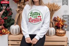 Lattes And Lipstick SVG | Christmas Round Sign SVG | Xmas Product Image 4
