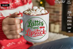 Lattes And Lipstick SVG | Christmas Round Sign SVG | Xmas Product Image 5
