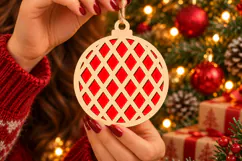 Lattice Christmas Bauble SVG Laser Cut Ornament File Product Image 2