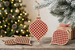 Lattice Mesh Christmas Ornament SVG Wood Laser Cut Product Image 1
