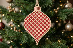 Lattice Mesh Christmas Ornament SVG Wood Laser Cut Product Image 2