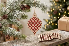 Lattice Wooden Christmas Ornament SVG Laser Cut Bauble File Product Image 2