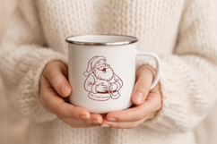 Santa Claus SVG PNG EPS, Vintage Red Line Christmas clipart. Product Image 3