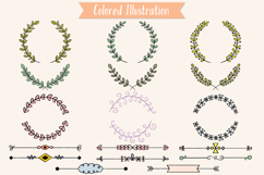 Colored Laurels &amp; Divider | Hand Drawn Leaf Border, Wreath Product Image 2