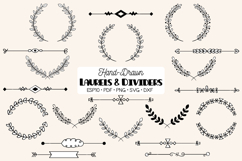 Laurels &amp; Divider | Hand Drawn Floral Border, Leafy Wreath Product Image 1