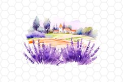 Lavander Field Watercolor Clipart