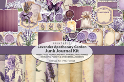 Lavender Junk Journal Kit Printable Purple Floral Ephemera scrapbook kit printable embellishments
