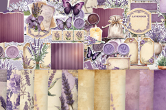 Lavender Junk Journal Kit Printable Purple Floral Ephemera Product Image 3