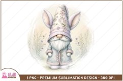 Easter Bunny Gnome floral png, Easter Gnome bunny png Product Image 1