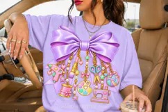 Lavender Crafter Bow PNG with Sewing and Craft Charms Product Image 1