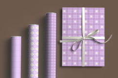 lavender daisy gingham seamless pattern png digital paper Product Image 2