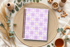 lavender daisy gingham seamless pattern png digital paper Product Image 5