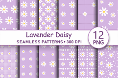 lavender daisy seamless pattern png Violet digital paper Product Image 1